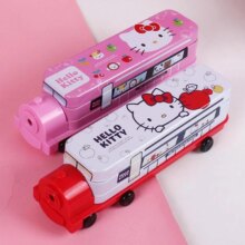 Kawaii Hello Kitty Truck Double-Deck Tinplate Multifunction Large-Capacity Pen Box Kawaii Hello Kitty Truck Double-Deck Tinplate Multifunction Large-Capacity Pen Box