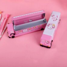 Kawaii Hello Kitty Truck Double-Deck Tinplate Multifunction Large-Capacity Pen Box Kawaii Hello Kitty Truck Double-Deck Tinplate Multifunction Large-Capacity Pen Box