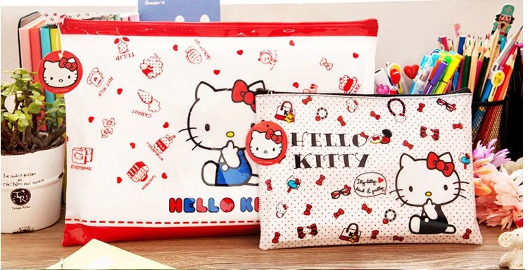 Stationery Hello Kitty Transparent Zipper A4 File Bag