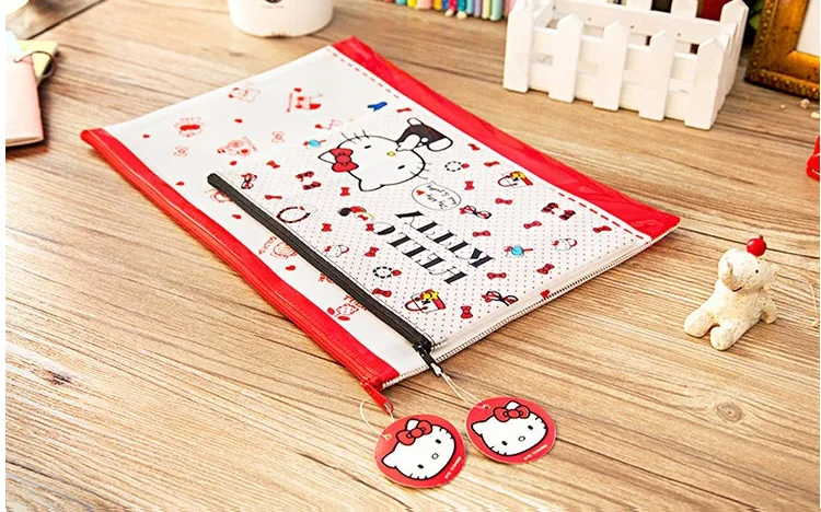 Stationery Hello Kitty Transparent Zipper A4 File Bag