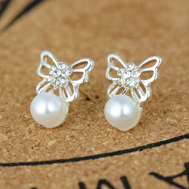 Silver Romantic Round Mouse Charm Stud Earrings For Women Silver Romantic Round Mouse Charm Stud Earrings For Women
