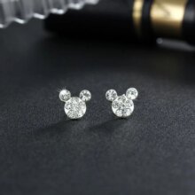 Silver Romantic Round Mouse Charm Stud Earrings For Women Silver Romantic Round Mouse Charm Stud Earrings For Women