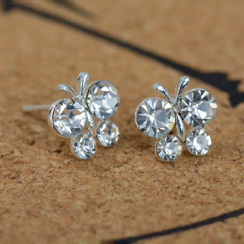 Silver Romantic Round Mouse Charm Stud Earrings For Women Silver Romantic Round Mouse Charm Stud Earrings For Women