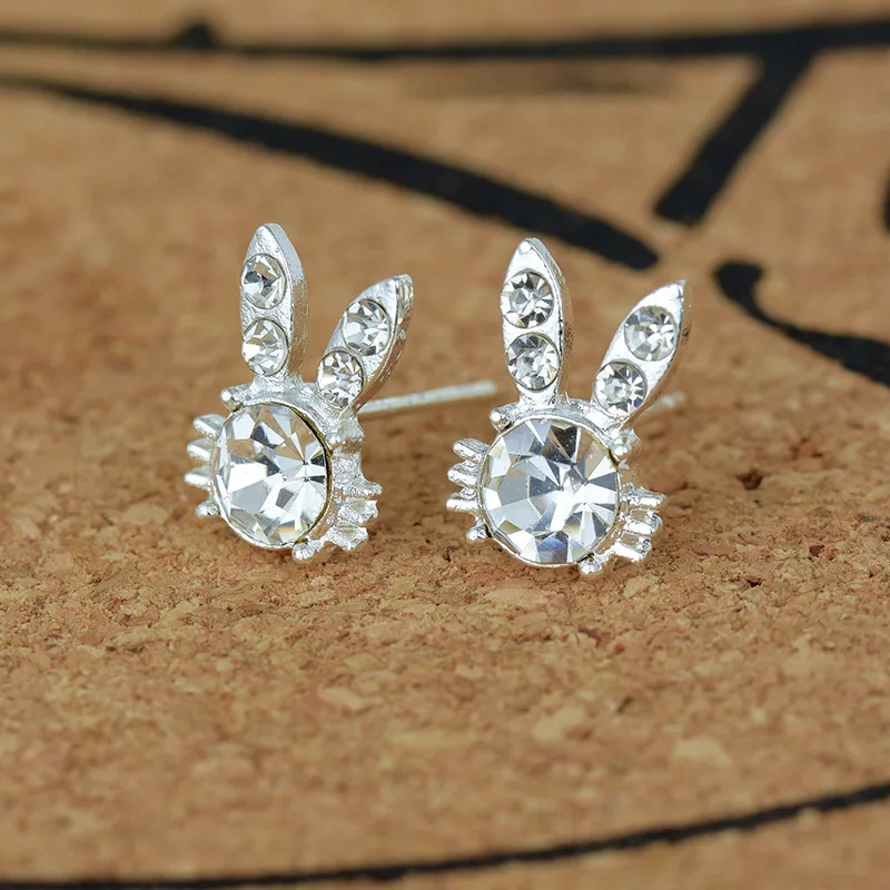 Silver Romantic Round Mouse Charm Stud Earrings For Women Silver Romantic Round Mouse Charm Stud Earrings For Women
