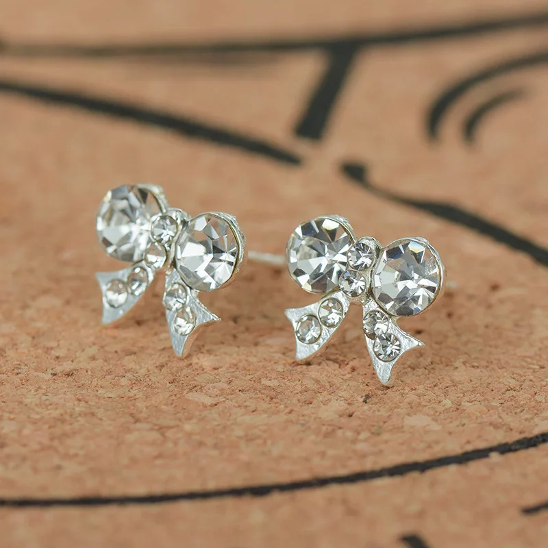Silver Romantic Round Mouse Charm Stud Earrings For Women Silver Romantic Round Mouse Charm Stud Earrings For Women