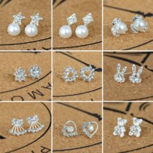 Silver Romantic Round Mouse Charm Stud Earrings For Women Silver Romantic Round Mouse Charm Stud Earrings For Women
