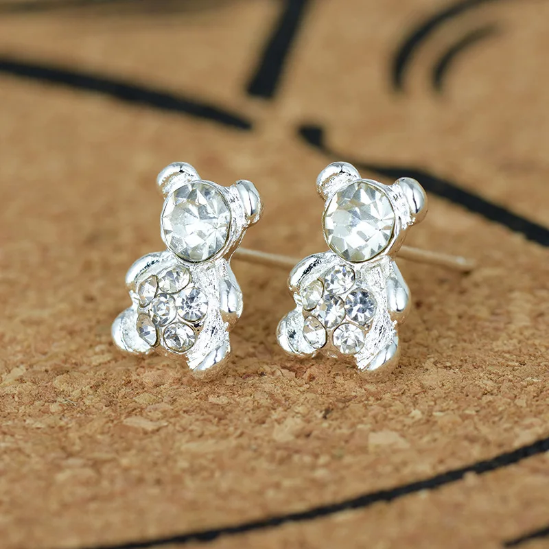 Silver Romantic Round Mouse Charm Stud Earrings For Women Silver Romantic Round Mouse Charm Stud Earrings For Women