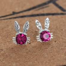 Silver Romantic Round Mouse Charm Stud Earrings For Women Silver Romantic Round Mouse Charm Stud Earrings For Women