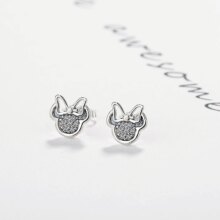 White Mickey Shape Sparkling Silver Color Stud Earrings White Mickey Shape Sparkling Silver Color Stud Earrings