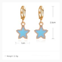 Blue Drop Glaze Star Charming Hoop Earrings Blue Drop Glaze Star Charming Hoop Earrings