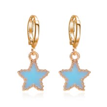 Blue Drop Glaze Star Charming Hoop Earrings Blue Drop Glaze Star Charming Hoop Earrings