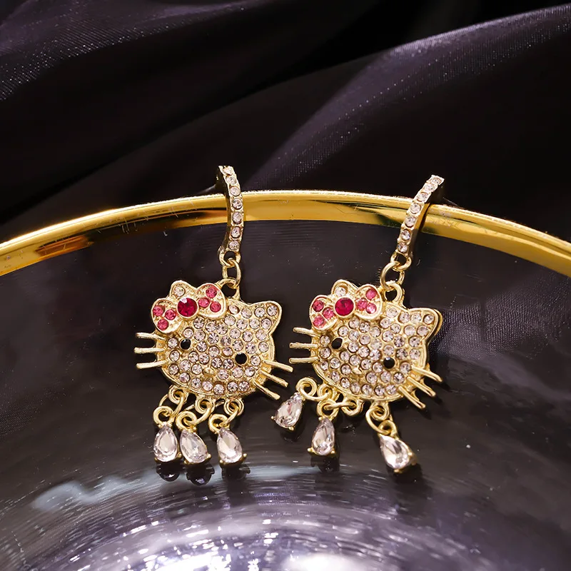 Cat Cartoon Rhinestone Exquisite Kawaii Stud Earrings