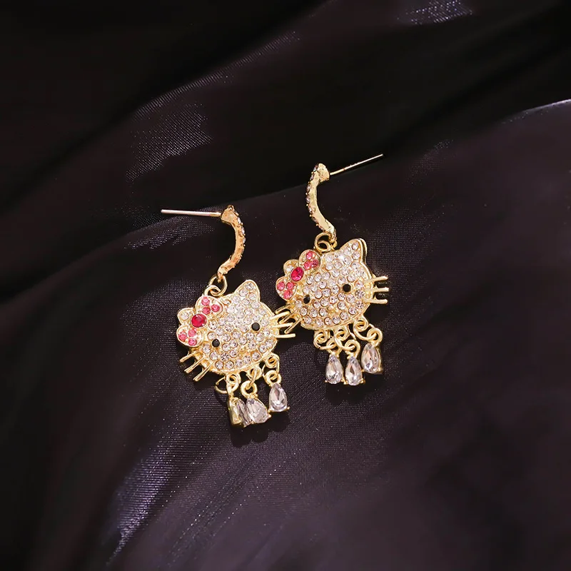 Cat Cartoon Rhinestone Exquisite Kawaii Stud Earrings