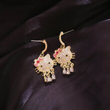 Cat Cartoon Rhinestone Exquisite Kawaii Stud Earrings Cat Cartoon Rhinestone Exquisite Kawaii Stud Earrings