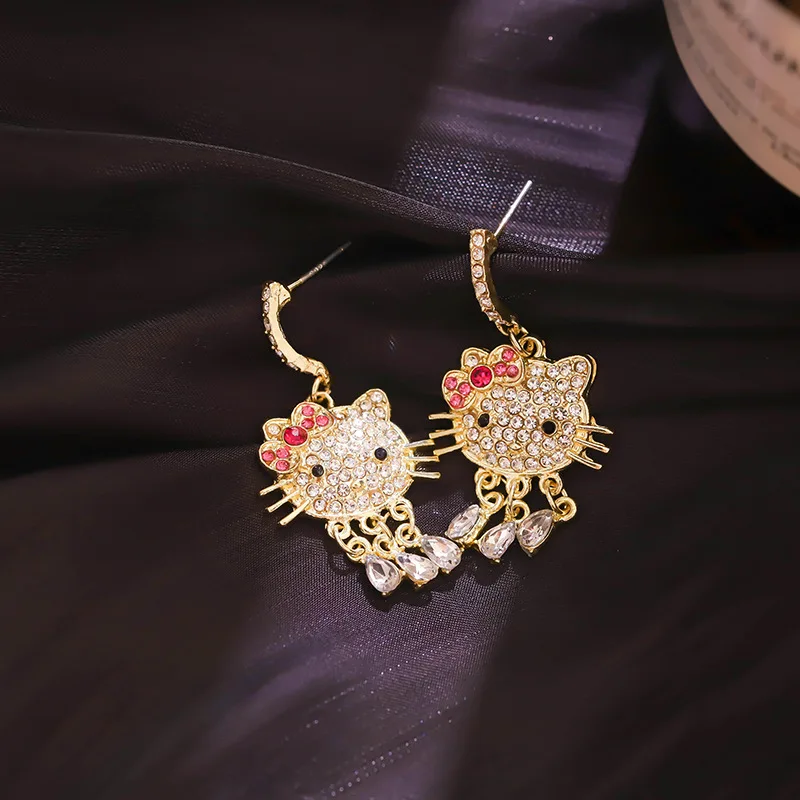 Cat Cartoon Rhinestone Exquisite Kawaii Stud Earrings