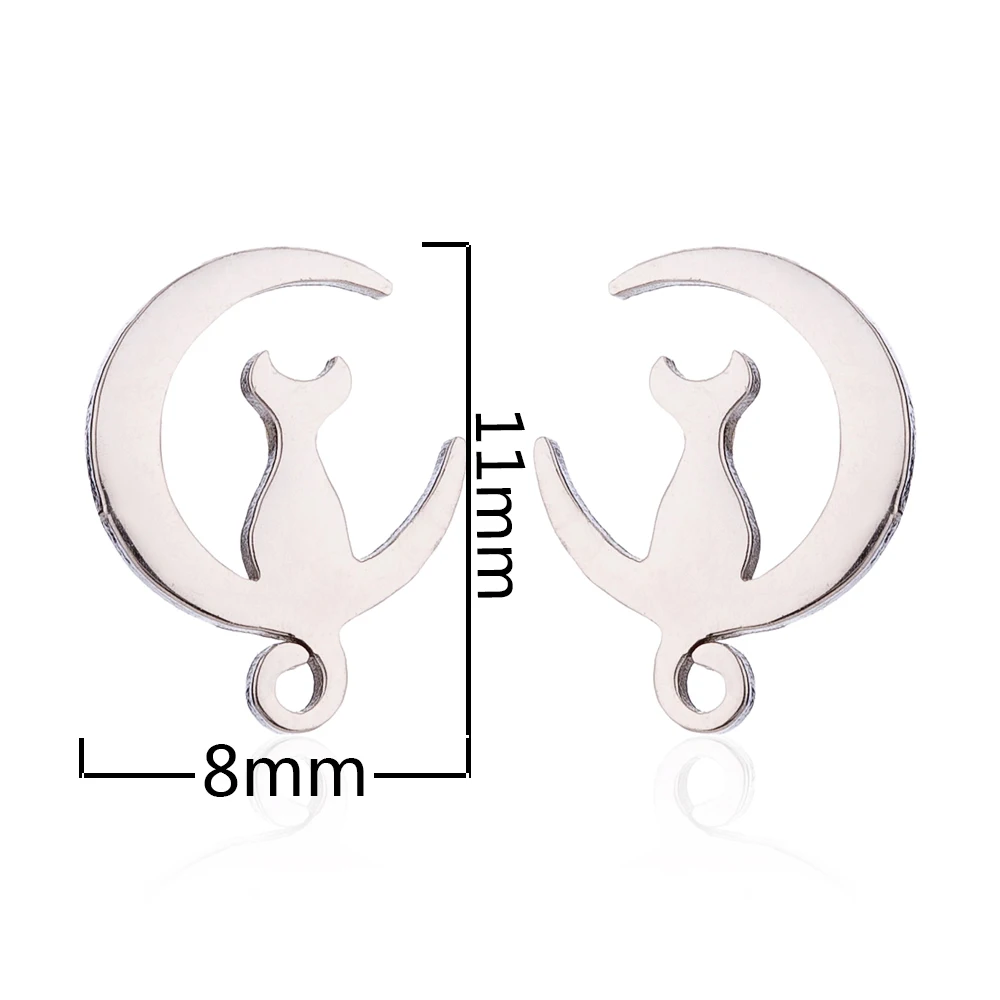 Cat Cartoon Design Stainless Steel Silver Color Earrings For Women Cat Cartoon Design Stainless Steel Silver Color Earrings For Women