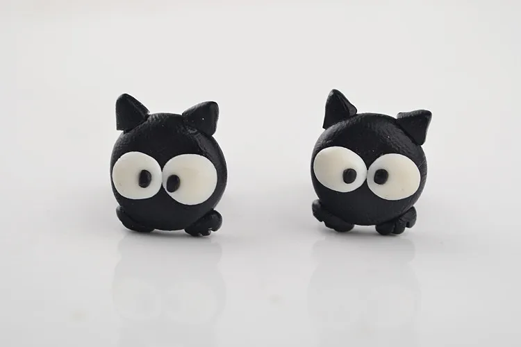 Black Cat Style Handmade Polymer Earring For Women