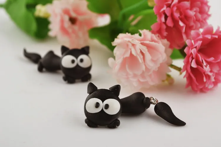 Black Cat Style Handmade Polymer Earring For Women
