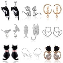 Multiple Style Cat Cartoon Alloy Stud Earring For Women Multiple Style Cat Cartoon Alloy Stud Earring For Women