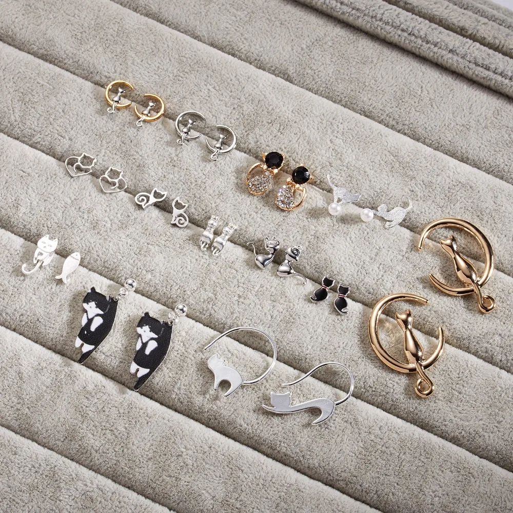 Multiple Style Cat Cartoon Alloy Stud Earring For Women Multiple Style Cat Cartoon Alloy Stud Earring For Women