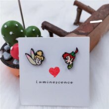 Peter Pan Wendy Tinker Bell Cartoon Stud Earrings For Women Peter Pan Wendy Tinker Bell Cartoon Stud Earrings For Women