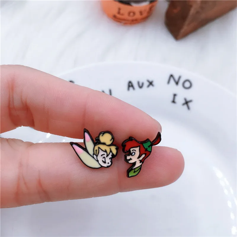 Peter Pan Wendy Tinker Bell Cartoon Stud Earrings For Women