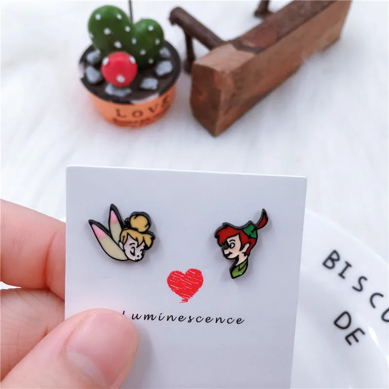 Peter Pan Wendy Tinker Bell Cartoon Stud Earrings For Women