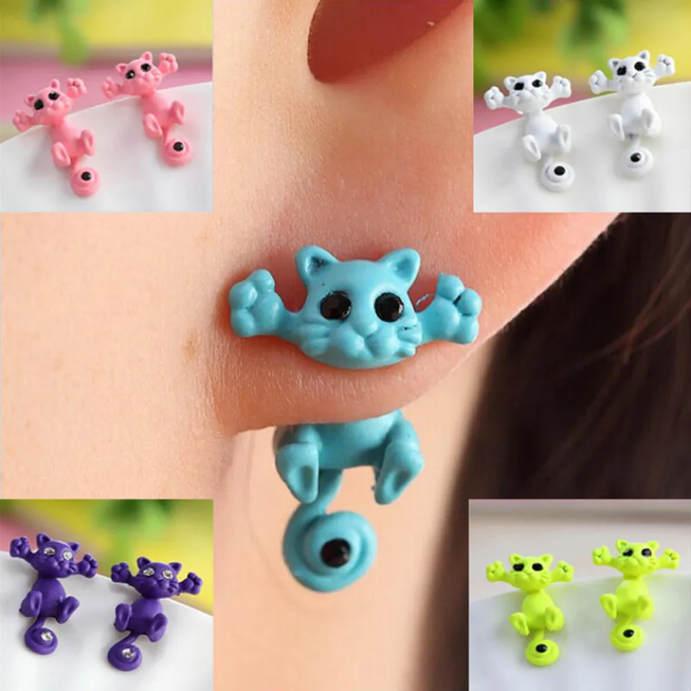 Cat Kitten Cartoon Stylish Stud Earrings