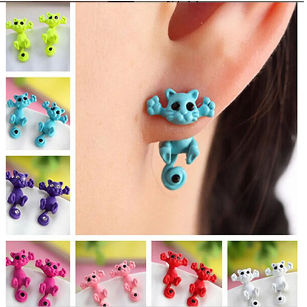 Cat Kitten Cartoon Stylish Stud Earrings