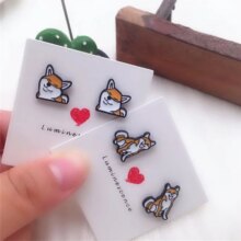 Husky Shiba Dog Cartoon Stud Earrings For Women Husky Shiba Dog Cartoon Stud Earrings For Women