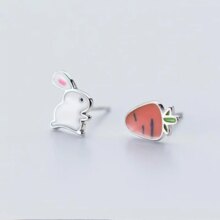 Sterling Silver Tiny Rabbit Radish Earrings For Women Sterling Silver Tiny Rabbit Radish Earrings For Women