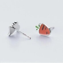 Sterling Silver Tiny Rabbit Radish Earrings For Women Sterling Silver Tiny Rabbit Radish Earrings For Women