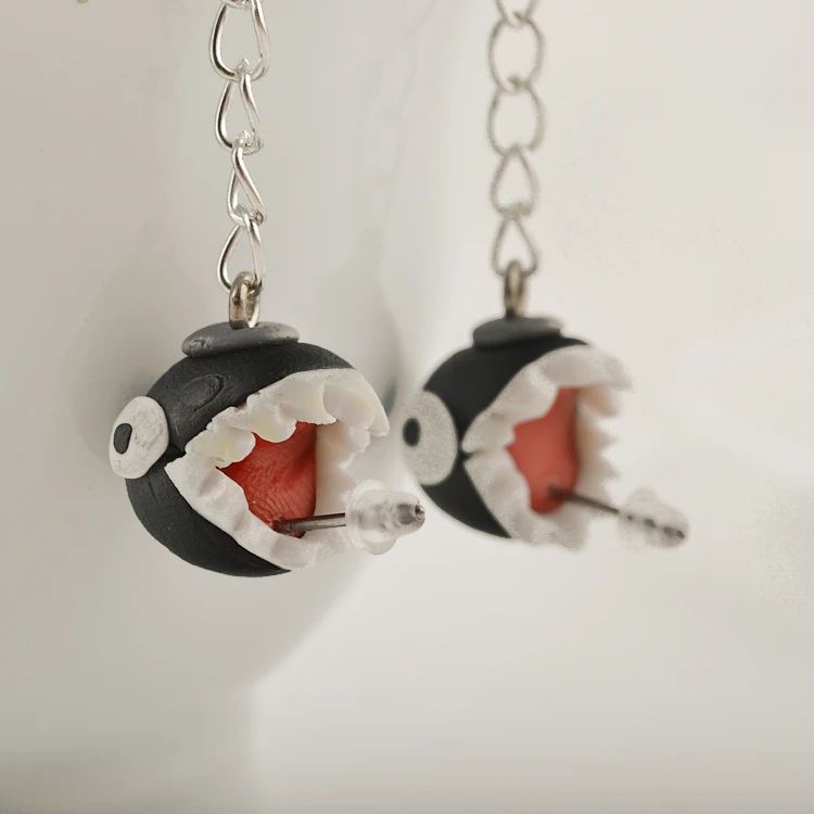 Super Mario Piranha Polymer Clay 3D Cartoon Stud Earrings