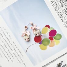 Little Bear Head Cartoon Bow Knot Zircon Stud Earrings Little Bear Head Cartoon Bow Knot Zircon Stud Earrings