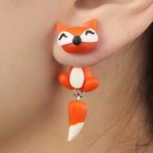Polymer Clay Fox Cartoon Ear Studs Polymer Clay Fox Cartoon Ear Studs