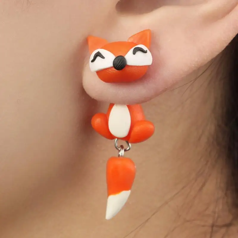 Polymer Clay Fox Cartoon Ear Studs