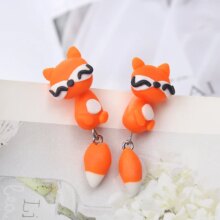 Polymer Clay Fox Cartoon Ear Studs Polymer Clay Fox Cartoon Ear Studs