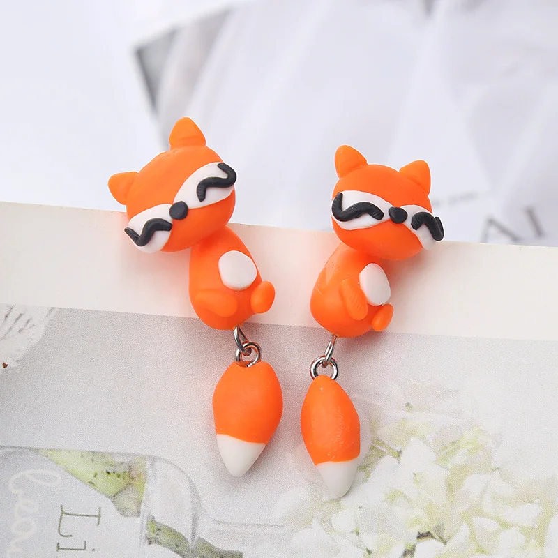 Polymer Clay Fox Cartoon Ear Studs