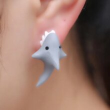 Shark Cartoon Polymer Soft Ceramics Stud Earrings For Women Shark Cartoon Polymer Soft Ceramics Stud Earrings For Women