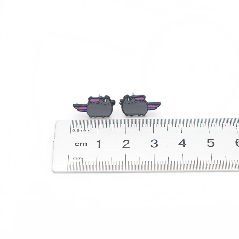 Cat Cartoon Enamel Stud Earrings For Women