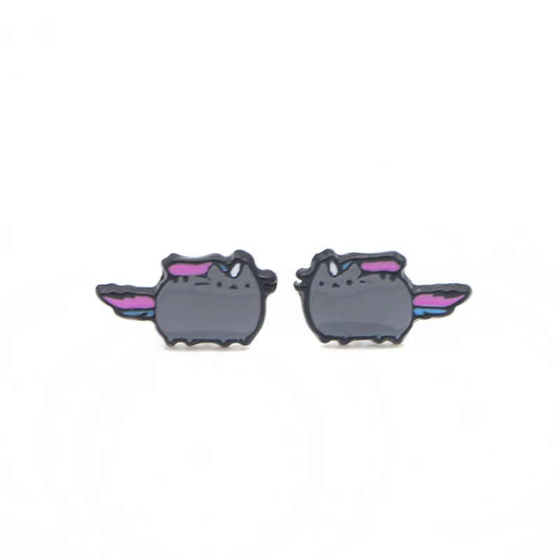 Cat Cartoon Enamel Stud Earrings For Women