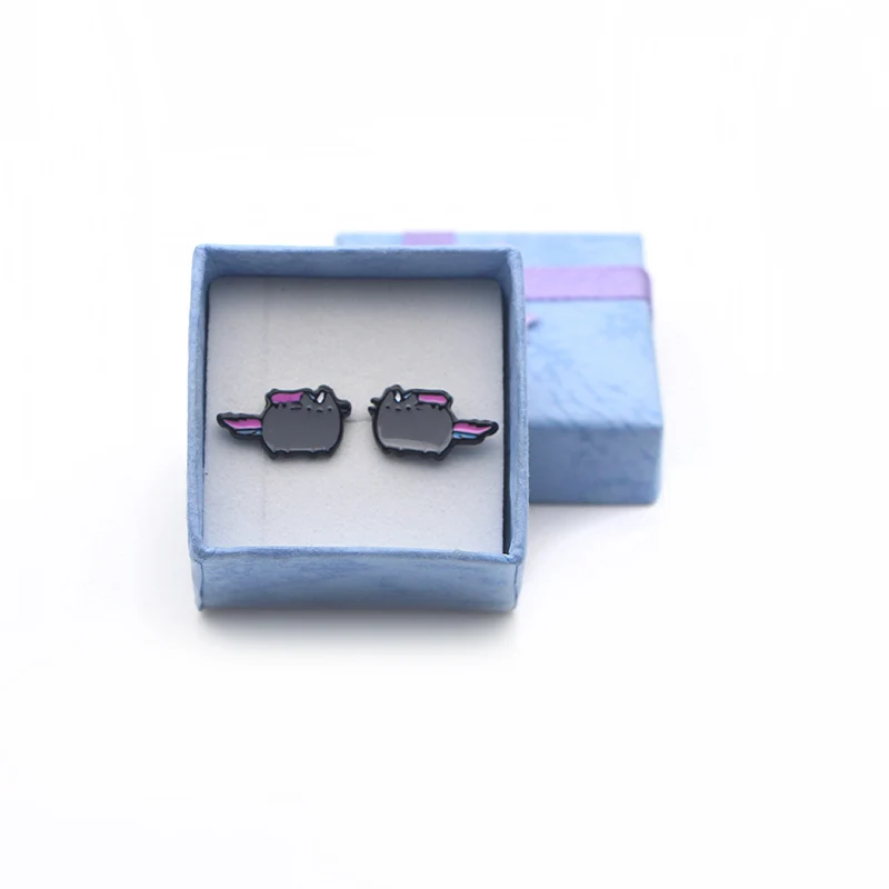 Cat Cartoon Enamel Stud Earrings For Women