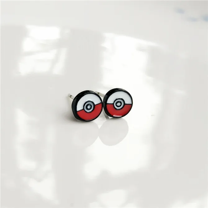 Pokemon Poke Ball Anime Alloy Stud Earrings Pokemon Poke Ball Anime Alloy Stud Earrings