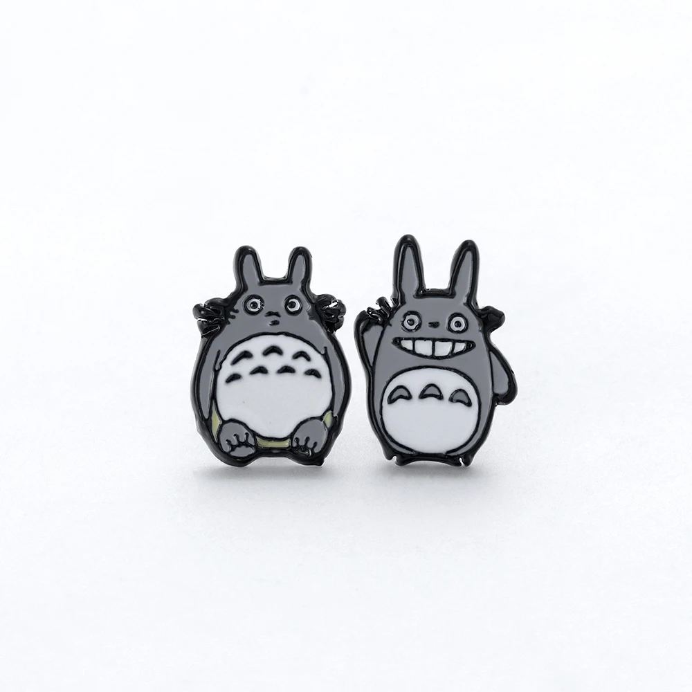 Totoro Cartoon Enamel Small Stainless Steel Stud Earrings For Women