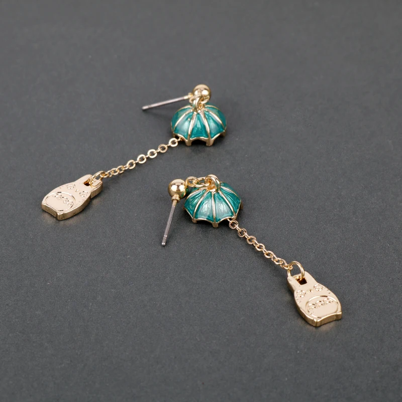 Green Umbrella My Neighbor Totoro Stud Earrings For Women