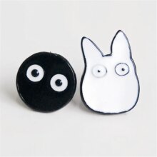 Hayao Miyazaki Cartoon Series Black Carbon White Dust Totoro Earrings Hayao Miyazaki Cartoon Series Black Carbon White Dust Totoro Earrings