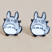 Hayao Miyazaki Cartoon Series Black Carbon White Dust Totoro Earrings Hayao Miyazaki Cartoon Series Black Carbon White Dust Totoro Earrings