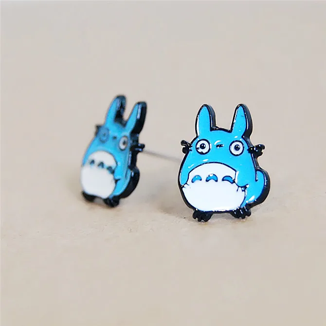Hayao Miyazaki Cartoon Series Black Carbon White Dust Totoro Earrings