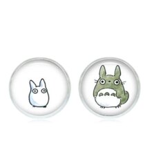 Anime Studio Ghibli Totoro Glass Cabochon Silver Stud Earrings Anime Studio Ghibli Totoro Glass Cabochon Silver Stud Earrings