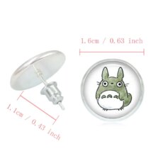 Anime Studio Ghibli Totoro Glass Cabochon Silver Stud Earrings Anime Studio Ghibli Totoro Glass Cabochon Silver Stud Earrings